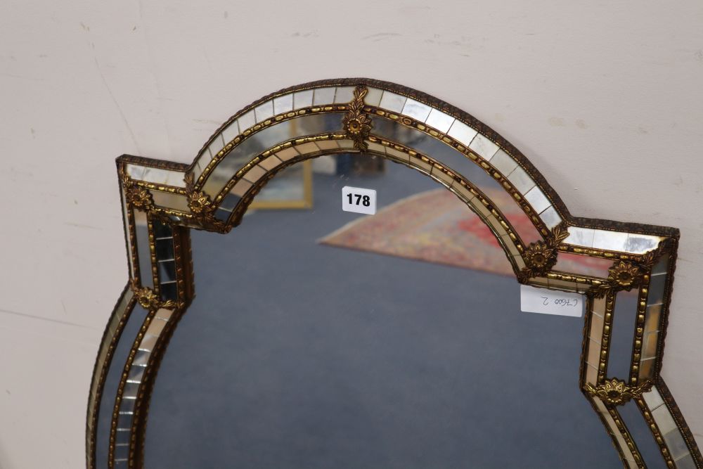 A Venetian style wall mirror, width 72cm height 110cm